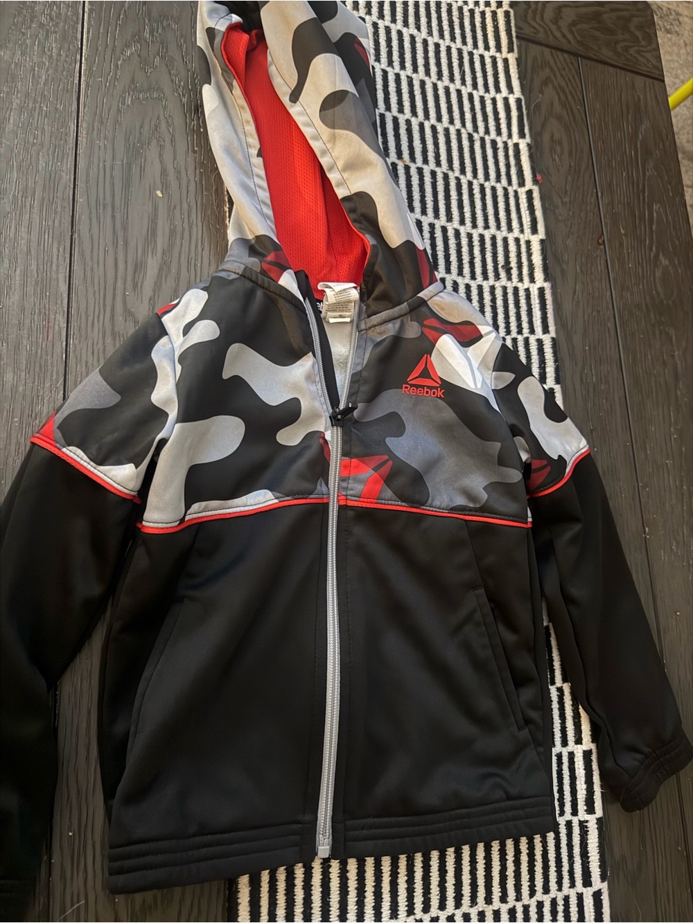 Reebok Boys' Black & Gray Camo Zip Hoodie 4T